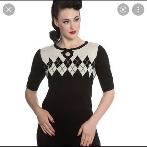 Hell Bunny short sleeved argyle sweater